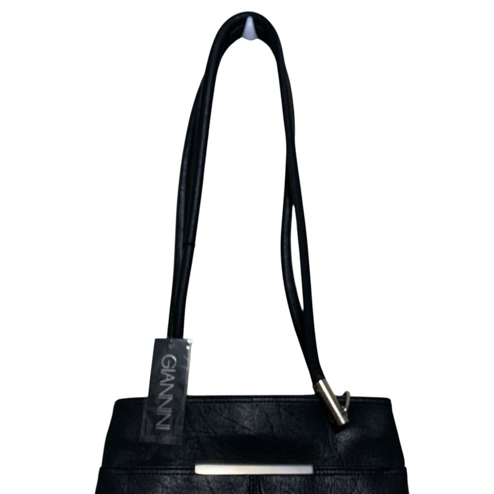 Gianni Shoulder Handbag Black Multi-Pockets Faux Leather NEW Size Medium - Picture 3 of 13